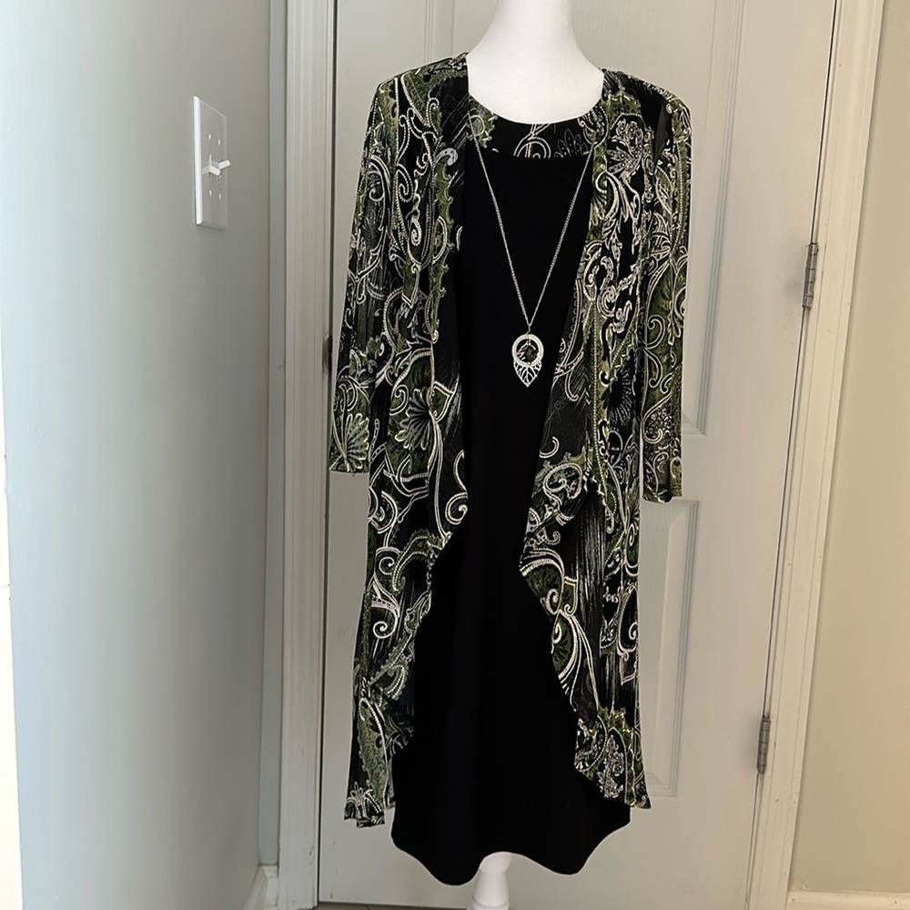 Women's Open-Front High-Low Jacket & Necklace Dress